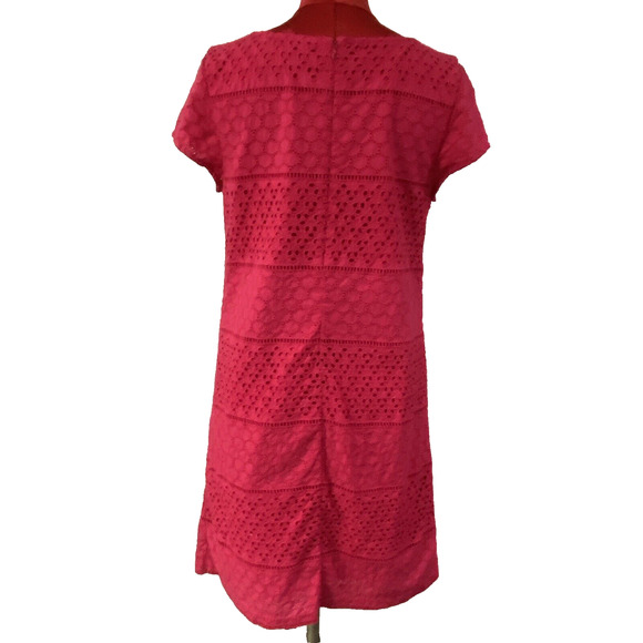 Halogen Dress Size M Short Sleeve Pink Eyelet Lace Casual Preppy Classic Sheath - Picture 6 of 10
